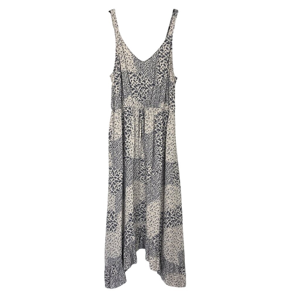 Studio B by Bobeau Floral Dress Women's XL Blue White Sleeveless Asymmetrical